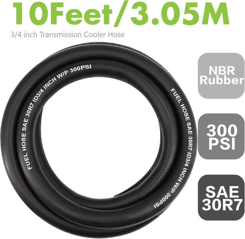 Jeemiter 3/4 Inch ID Fuel Hose 10FT - Extra High Flow Large Bore Hose SAE 30R7 Kit - with 10 Clamps for High HP Diesel, Racing Fuel, Industrial Applications - Image 2